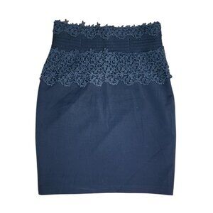 Girls From Savoy Skirt Womens Size 8 Dark Blue Lace Detail Pencil Anthropologie